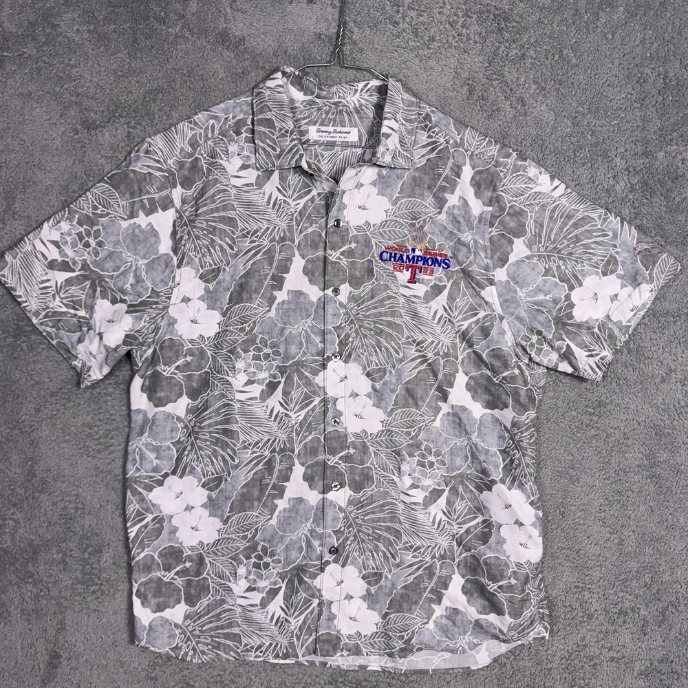 Tommy Bahama Texas Rangers Shirt Mens L Coconut Point Playa Floral Hawaiian